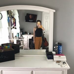 Yellow striped bell bottom pants